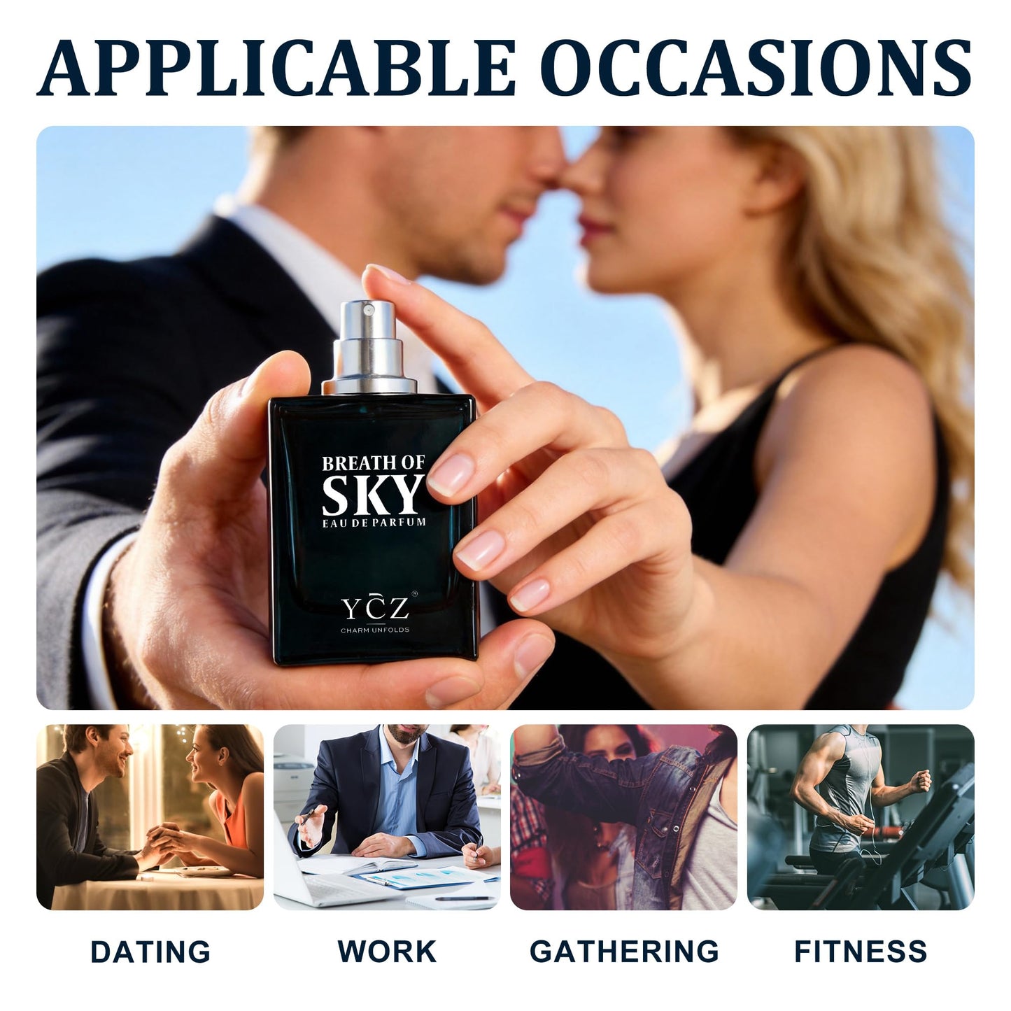 Ycz SKY Cologne for Men, 1.7oz Long-Lasting Eau de Parfum -Aromatic Woody Scent with Orange Blossom & Rose, Amber & Cedarwood Base, Fresh Masculine for Daily Wear, Date Night & Special Occasions