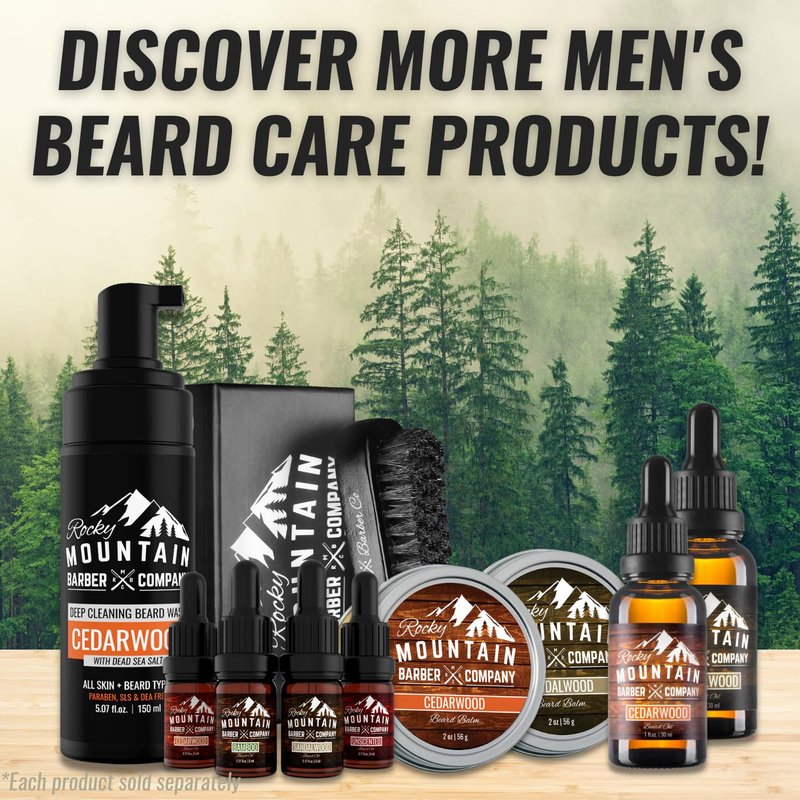 Beard Balm – Sandalwood Blend - Rocky Mountain Barber – with Nutrient Rich Bees Wax, Jojoba, Shea Butter, Coconut Oil – Contains Real Sandalwood Essential Oil