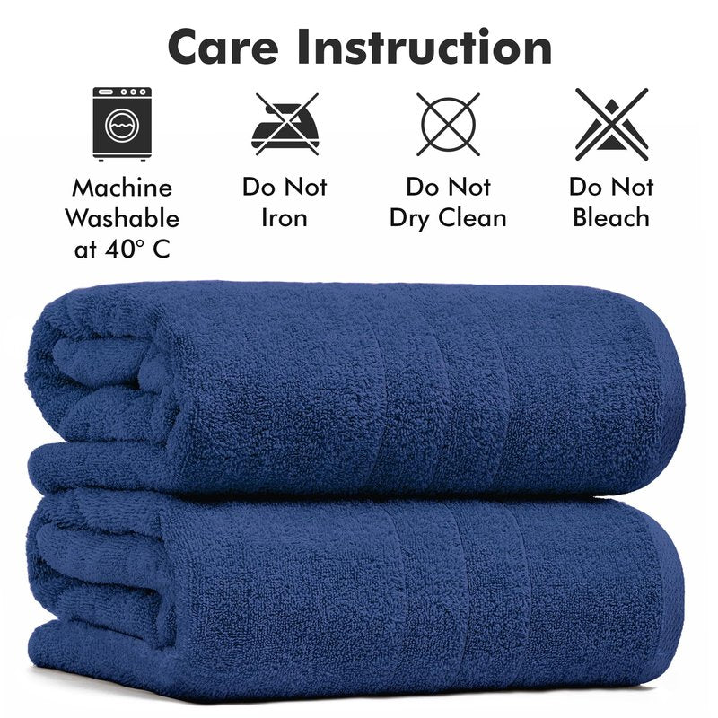 Novo Home Bath Sheets – Extra Large Bathroom Sheet Set – Pack of 2 Jumbo Towels Royal Blue (71x35in) – 100% Cotton Soft Quick Dry Large Bath Towels for Adults Hotel Spa Bathroom Use