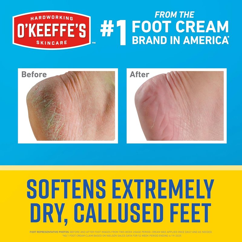 O'Keeffe's Intense Renewal Cream for Healthy Feet - Exfoliates & Softens Dry, Callused Skin - 3 oz Tube