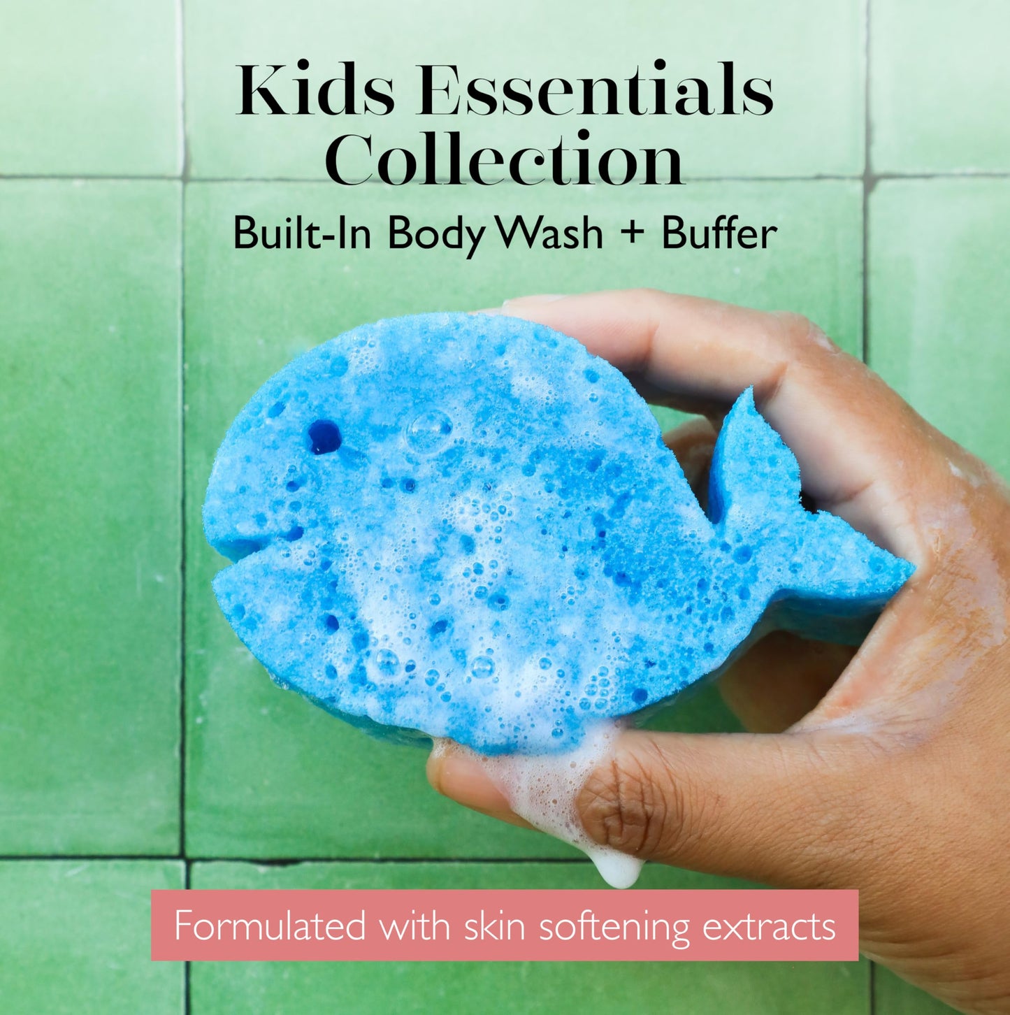 Spongelle Essentials Kids Whale Buffer | All Ages | Bath & Shower Loofah for Kids | Cleanse, Exfoliate, and Nourish in one Easy Step | Cruelty-Free, Vegan, Dermatologist-Tested, Made in USA