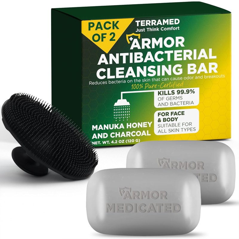 Manuka Honey Charcoal Soap - Antibacterial Hand Soap for All Skin Types | Kills 99.9% of Germs | Pack of 2