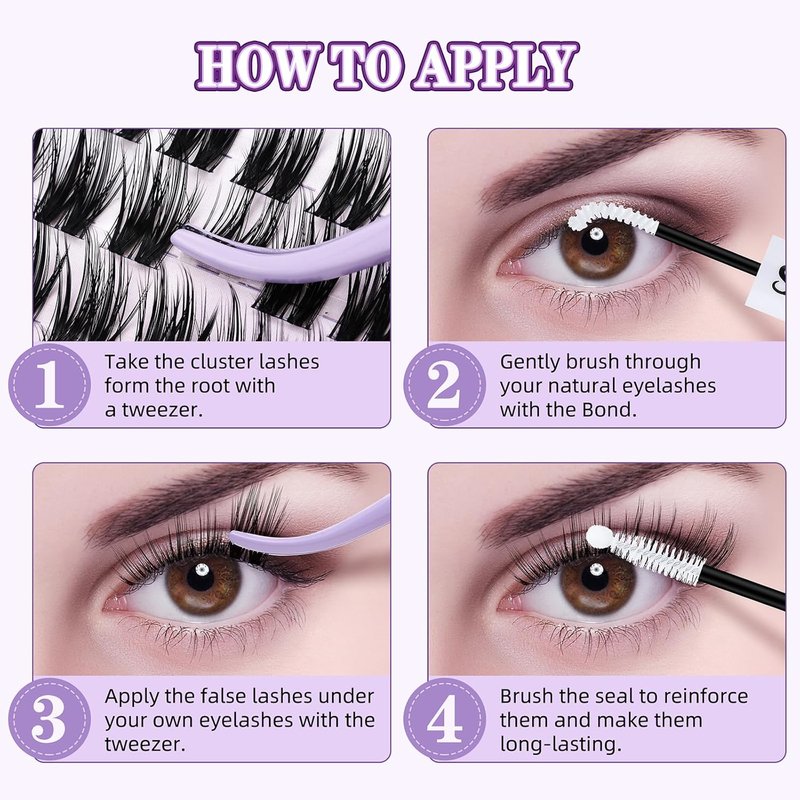 S2 Lash Kit - Wispy Lash Clusters 10-18mm D Curl - 144pcs DIY Individual Natural Eyelash Extensions
