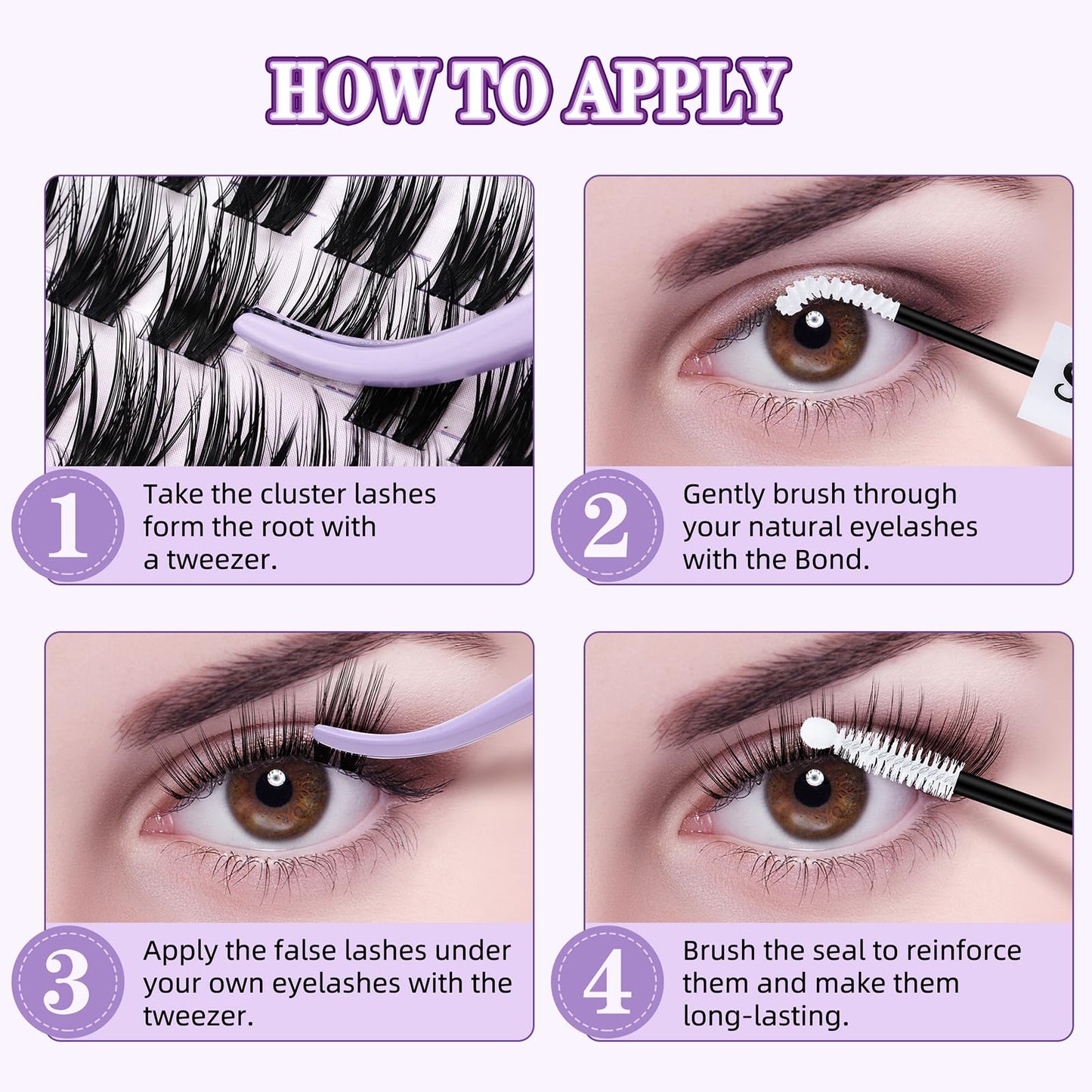 Wispy Lash Clusters 8-18mm C Curl Natural Lash Clusters 144pcs DIY Cluster Eyelash Extensions Individual Lashes Cluster with Spikes (S4 Lashes Only)