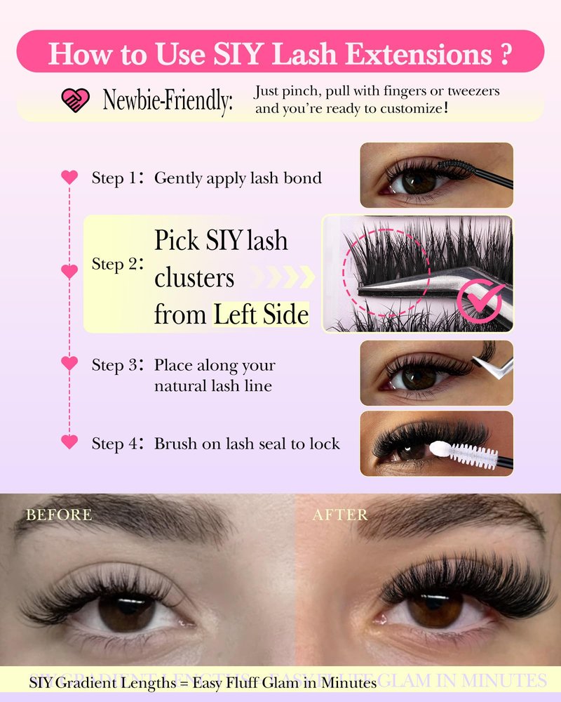 Lash Clusters Volume Lash Extensions Wispy Eyelash Clusters with Bottom Lashes 100D Individual Lashes Cluster Eyelash Extensions DIY Lashes Extension at Home D Curly 5-18mm by zenotti