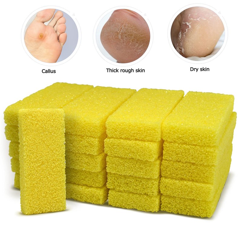 Disposable Foot Scrubber Sponge Pads Pedicure Pumice Stone for Feet Callus Remover Medium Coarse Yellow 40Pcs