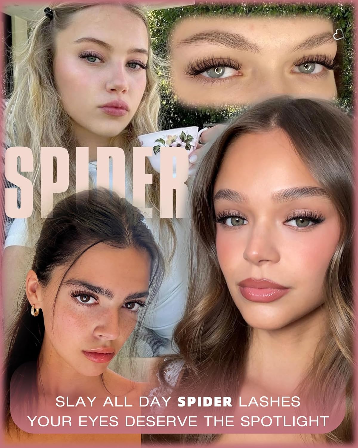 Wispy Fluffy Spider Lash Clusters - Natural Individual Eyelash Extensions | Clear Band, Easy Application