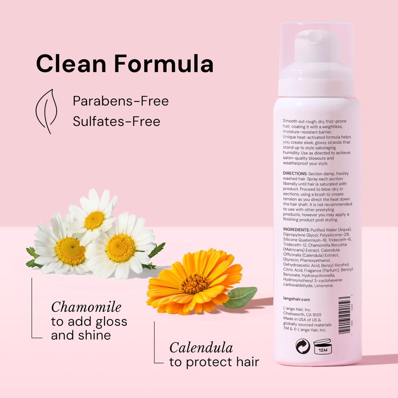 L'ANGE HAIR Glass Hair Heat Protectant Spray | Anti-Frizz Blow Dry Mist | Long Lasting Hold & Shine | Humidity Protection | Thermal Heat Protection Spray | Lightweight Blow Out Primer, 5 fl oz Bottle