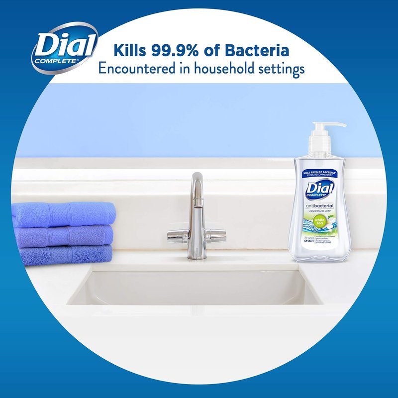 Dial Antibacterial Liquid Hand Soap - White Tea Scent | 7.5 Fl Oz (Pack of 12)