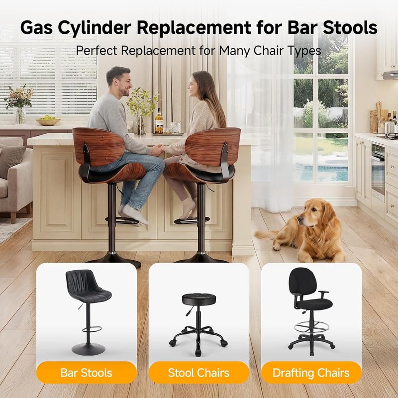 Mastery Mart Adjustable Gas Lift Cylinder | Heavy-Duty 1000 Lbs Hydraulic Shock for Office Chairs & Bar Stools (Black)