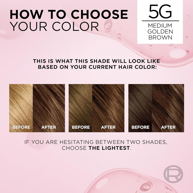 L'Oreal Paris Excellence Crème Permanent Hair Dye, Triple Care Hair Color with Hyaluronic Acid for 100% Gray Coverage, 5G Medium Golden Brown, 1 Kit (Pack of 2) (Packaging May Vary)