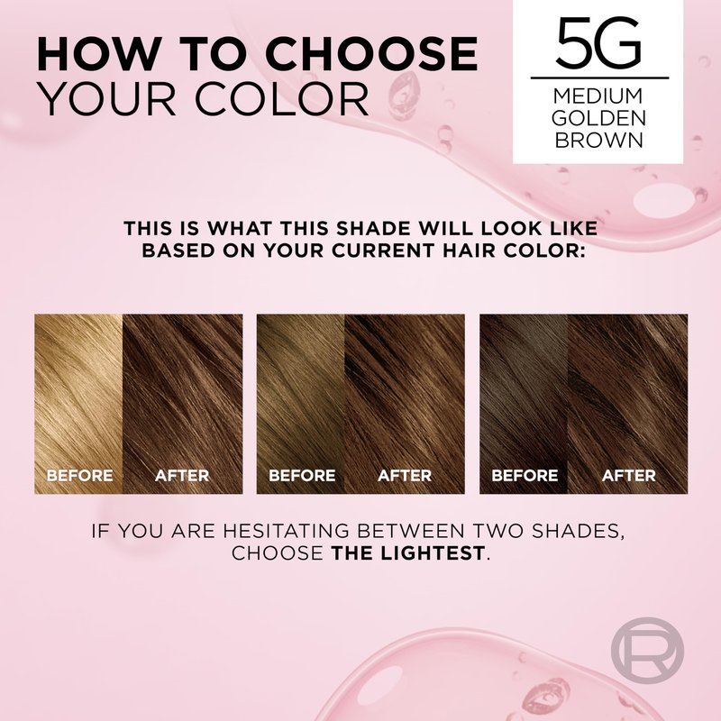 L'Oreal Paris Excellence Crème Permanent Hair Dye, Triple Care Hair Color with Hyaluronic Acid for 100% Gray Coverage, 5G Medium Golden Brown, 1 Kit (Packaging May Vary)