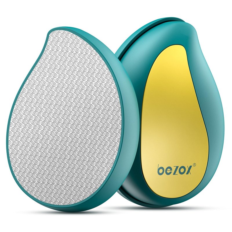 BEZOX Glass Foot Scrubber – Professional Foot File Callus Remover for Dead Skin & Cracked Heels – Premium Pumice Stone Pedicure Tools for Feet with Anti-Slip Handle and Protective Cover - Green