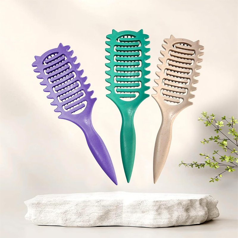 New Curly Hair Brush Ventilated Boar Bristle Hair Brush,Curl Defining Brush,For Curly Hair Wet,Curl Defining Brush For Women And Men(Off White)