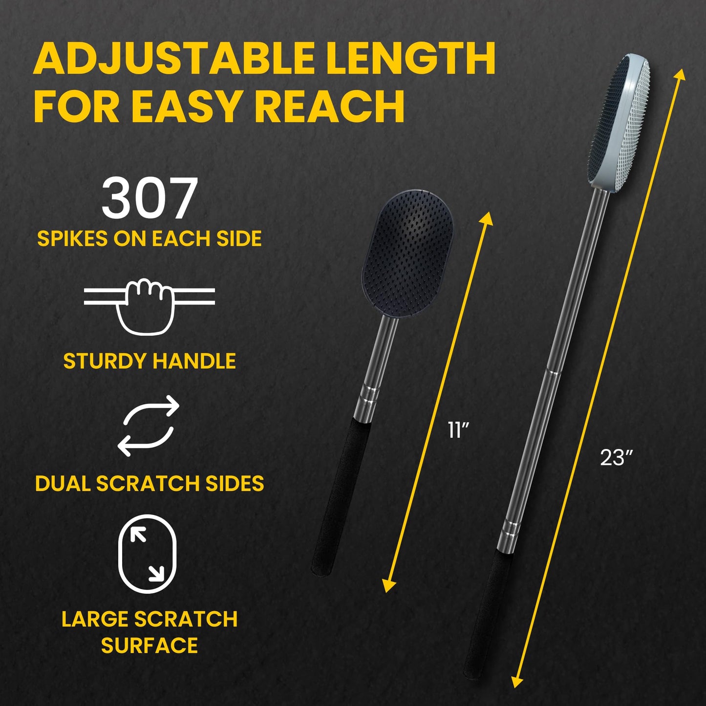 The Ultimate Extendable Back Scratcher, Scalp and Back Massager, & Exfoliator Gifts for Men and Women Double-Sided Itch Reliever, Expandable Scratch Large Surface, Delivers A Deep Soothing Scratch