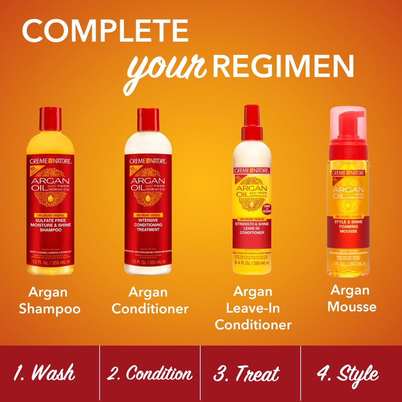 Creme of Nature Strength & Shine Leave-In Conditioner, Dual-Action Moisture & Protection, Infused with 100% Organic Argan Oil from Morocco, 8.45 fl oz