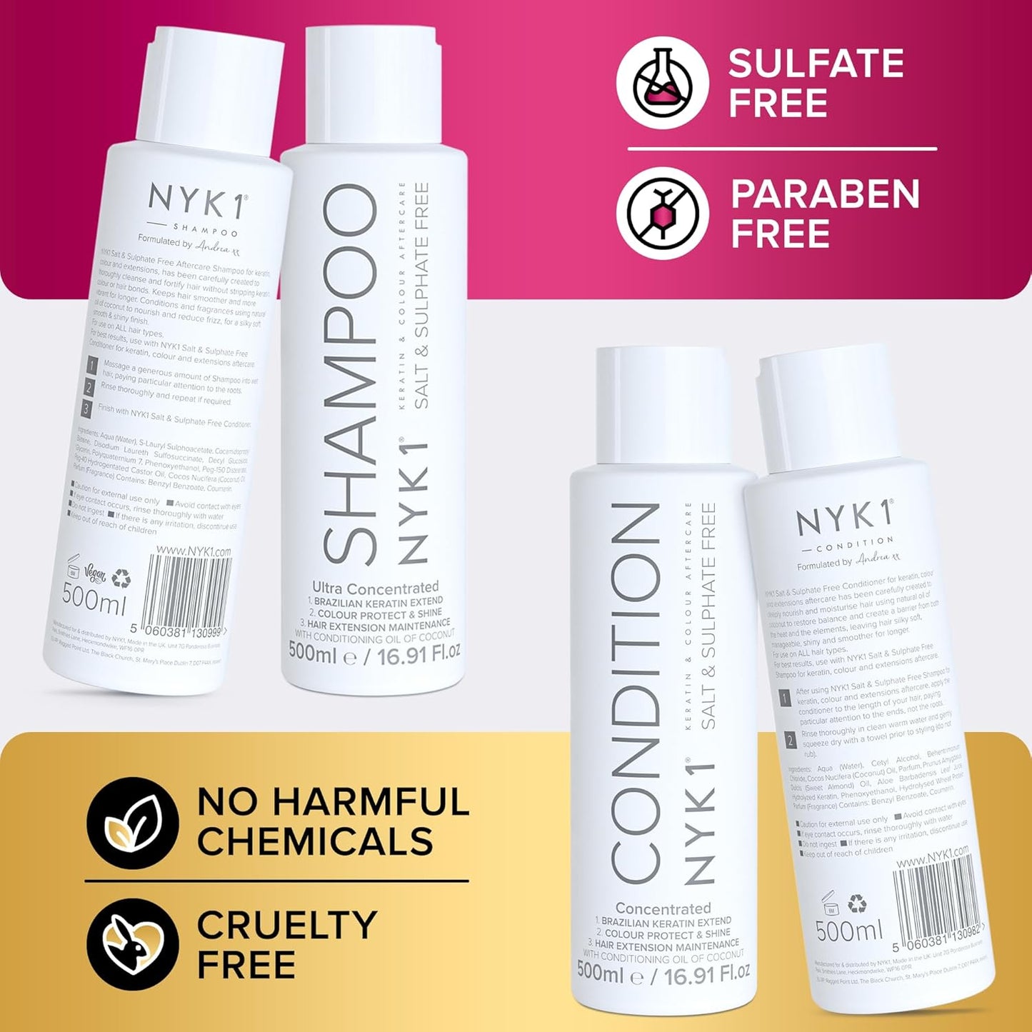 Sulfate-Free Shampoo and Conditioner Set for Color-Treated Hair | 2 x 16.9 Fl Oz