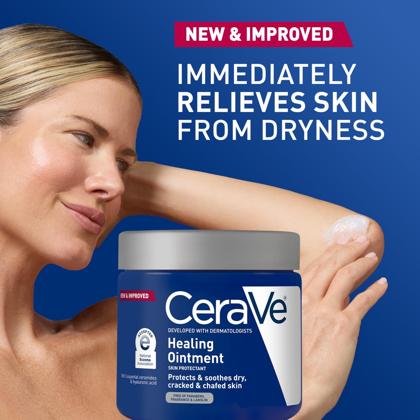CeraVe Healing Ointment, Hydrating Skin Protectant With Petrolatum, Hyaluronic Acid & Ceramides, Face & Body Skin Barrier Repair For Cracked, Chafed, Dry Skin, Fragrance Free & Lanolin Free, 12 Oz