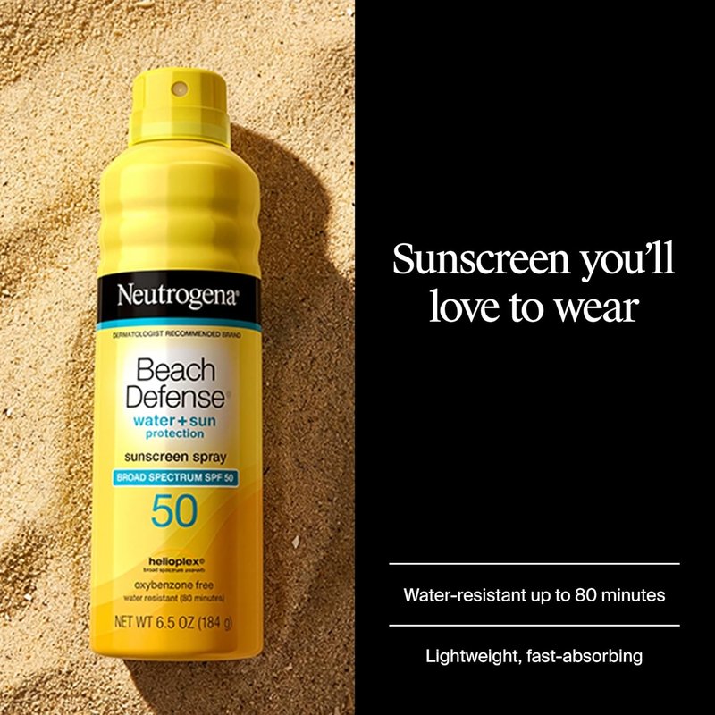 Neutrogena Beach Defense SPF 50 Sunscreen Spray - Lightweight, Fast Absorbing, Oxybenzone Free | 6.5 oz