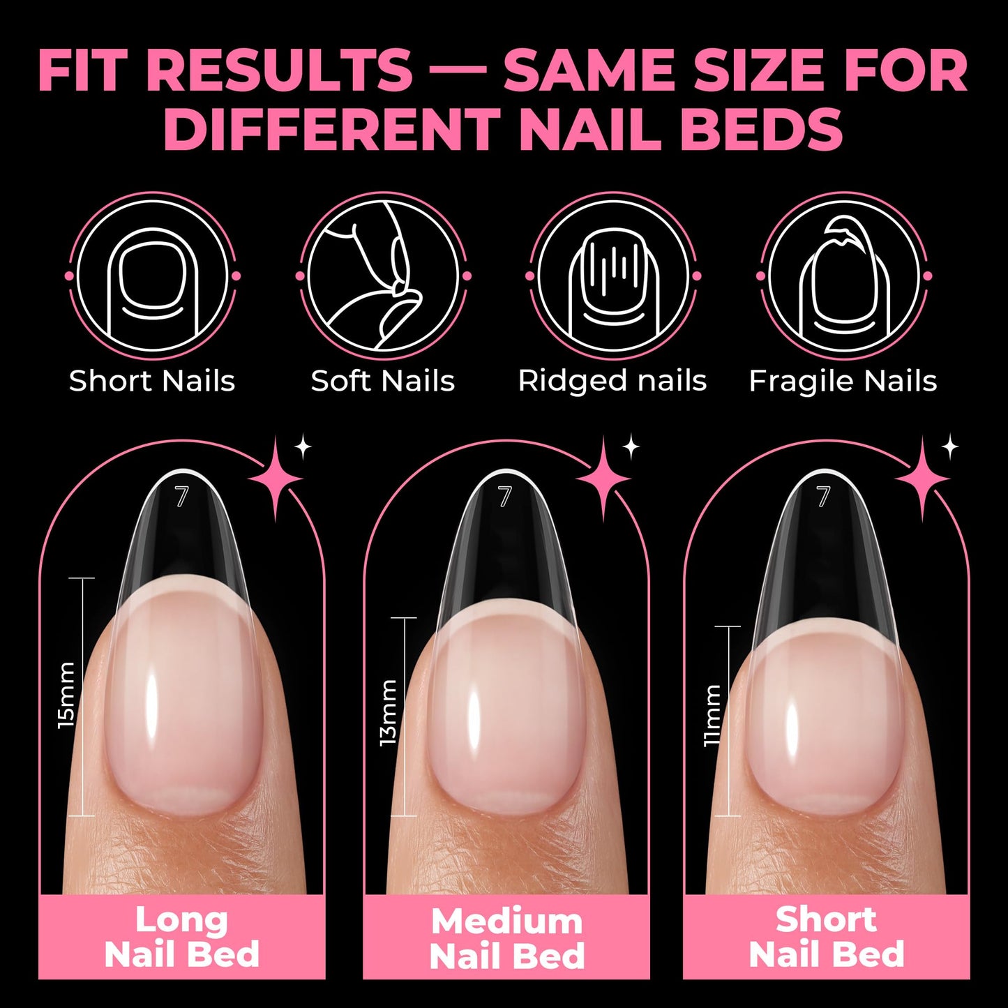 UNA GELLA Gel Nail Tips Almond Shape: 504pcs Medium Almond Nail Tips Half Cover Upgrade Soft Gel Matte Design for DIY Press On Nails Acrylic False Nails Tips 12 Sizes