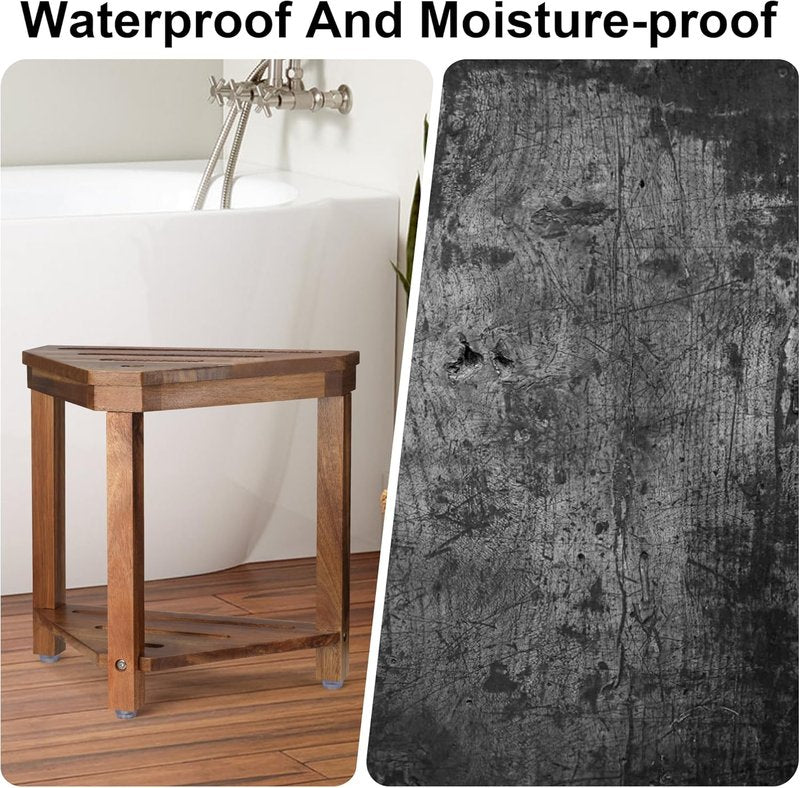 Acacia Wood Shower Stool - Waterproof Foot Rest with Storage Shelf | Ideal for Small Shower Spaces
