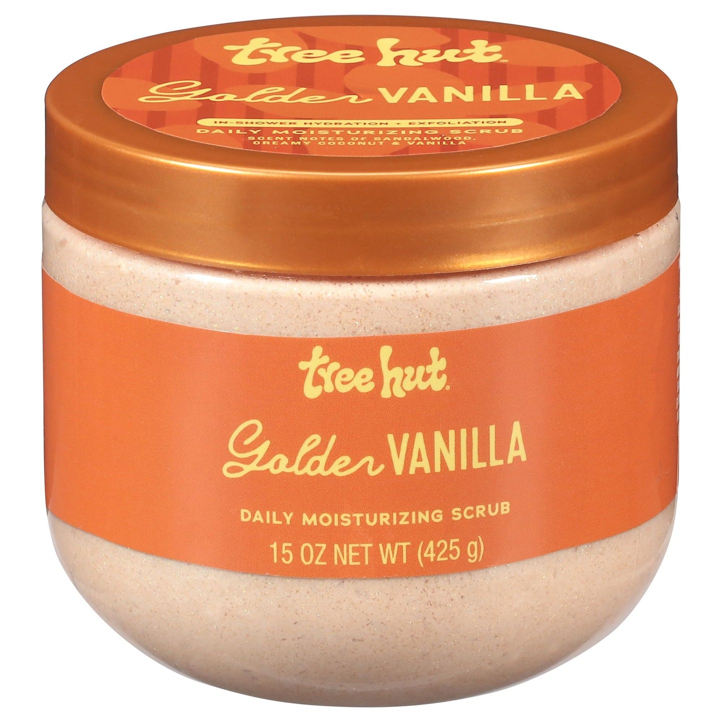 Tree Hut Golden Vanilla Daily Moisturizing Scrub, Gentle Exfoliating, Hydrating & Nourishing Whipped Body Scrub with Shea Butter, Hydrated Silica, Smooth & Soften Skin, Body Polish, 15 oz