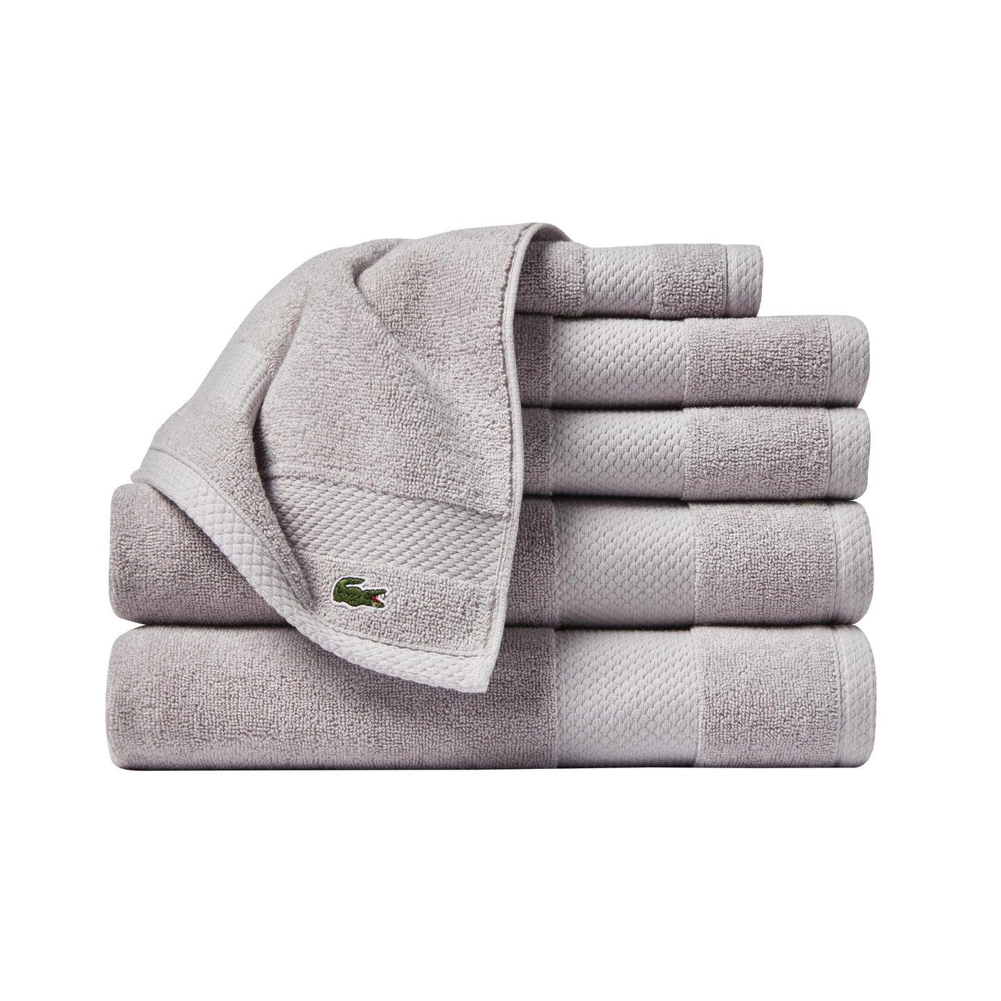Lacoste Heritage Anti-Microbial Supima Cotton 6-Piece Towel Set, 2 Bath Towels, 2 Hand Towels, 2 Washcloths, Microchip – Highly Absorbent & Quick Drying, Bathroom Essential, Machine Washable
