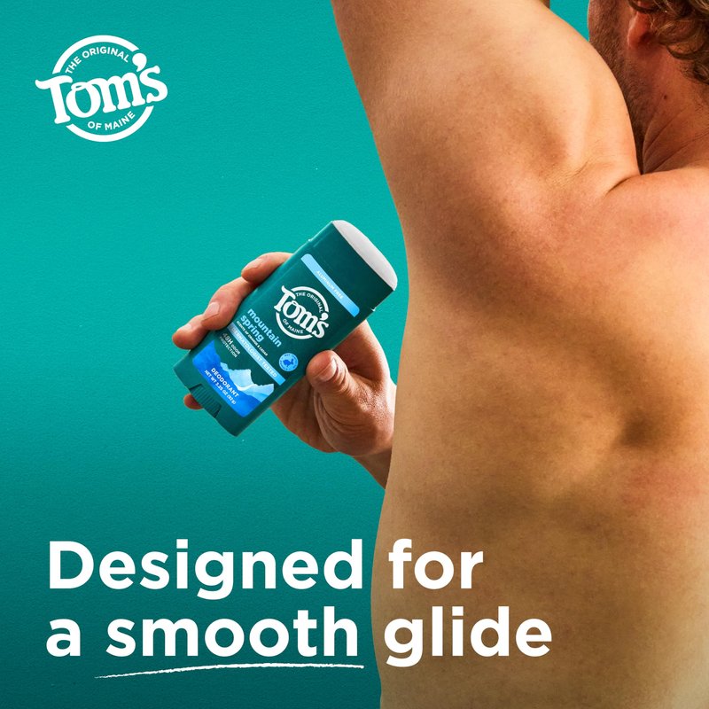 Tom’s of Maine Mountain Spring Natural Deodorant for Men and Women, Aluminum Free, 3.25 oz, 2-Pack