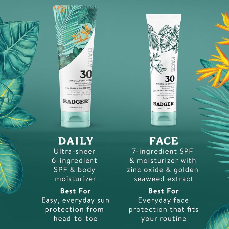Badger Mineral Sunscreen SPF 30 - Lightweight, Moisturizing & Reef Safe | 4 Fl Oz, Unscented