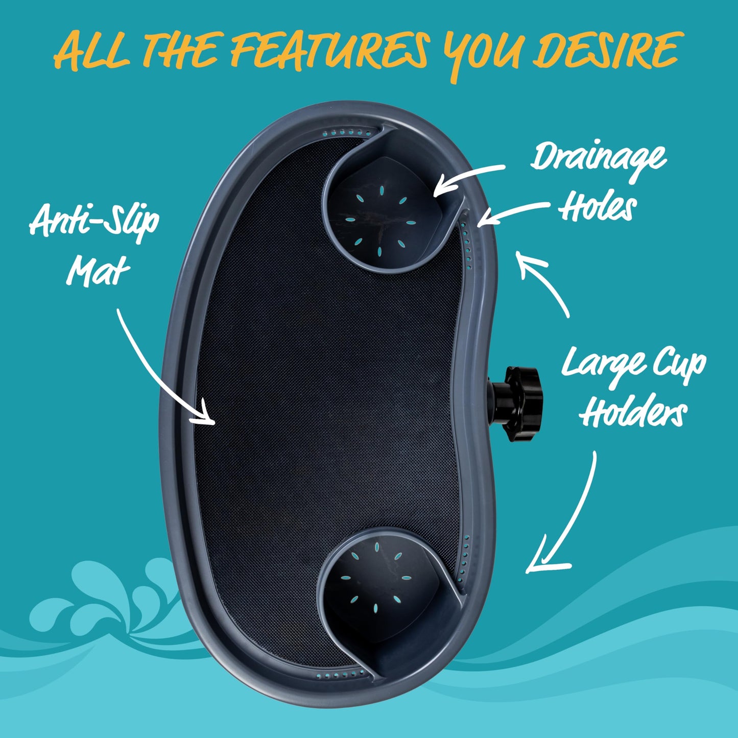 STAR SPLASH Adjustable Hot Tub Table Tray – Heavy-Duty, Nonslip Drink Caddy with Cup Holders - Clamps to Side of Aboveground Bathtub, Spa – Outdoor Patio Accessories and Supplies, 17x10x4 in.