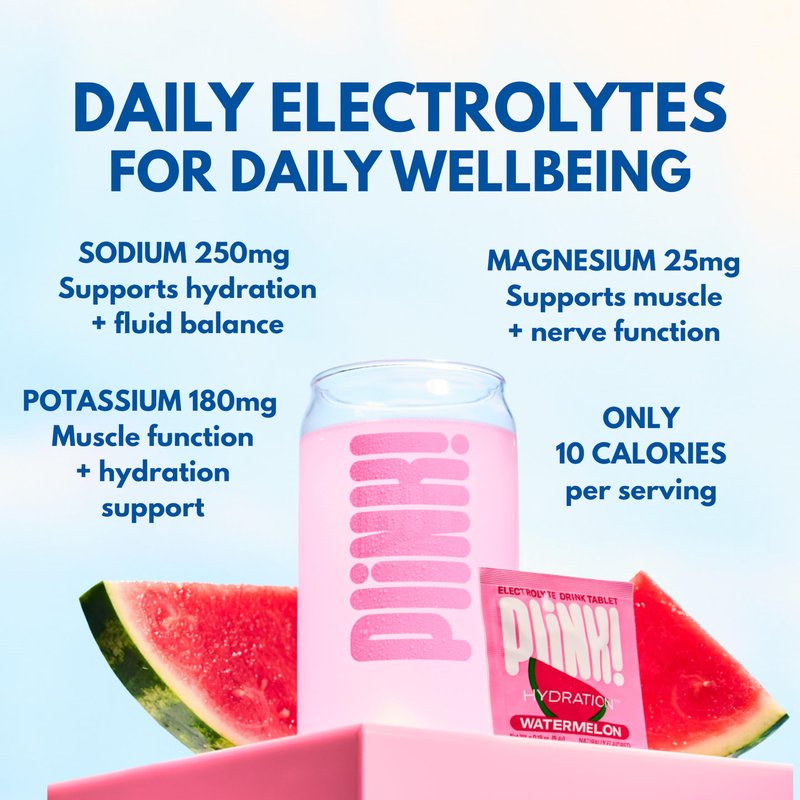 Plink! Fizzy Electrolyte Tablets for Adults & Kids – Watermelon, 12ct – Daily Hydration with Electrolytes – Low Sugar, Vegan, Keto Friendly, Non-GMO