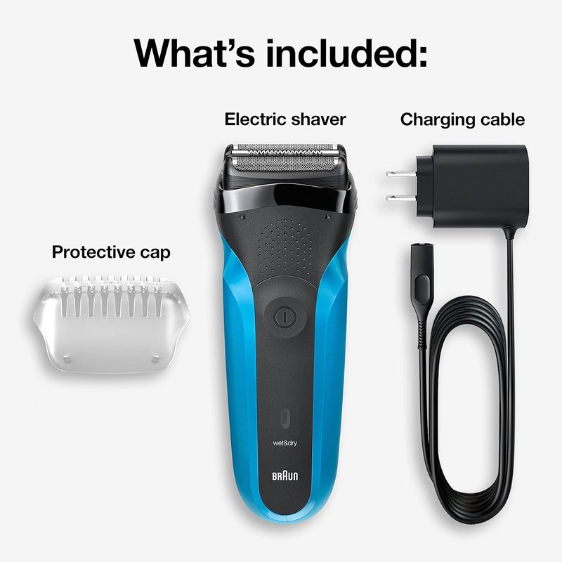 Electric Shaver for Men - Series 3 3010s Wet & Dry Rechargeable Razor | Blue