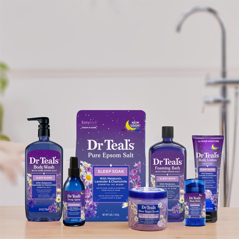 Dr Teal's Sleep Body Wash with Pure Epsom Salt, Melatonin, Lavender & Chamomile Essential Oil Blend, 24 fl oz (Pack of 2)