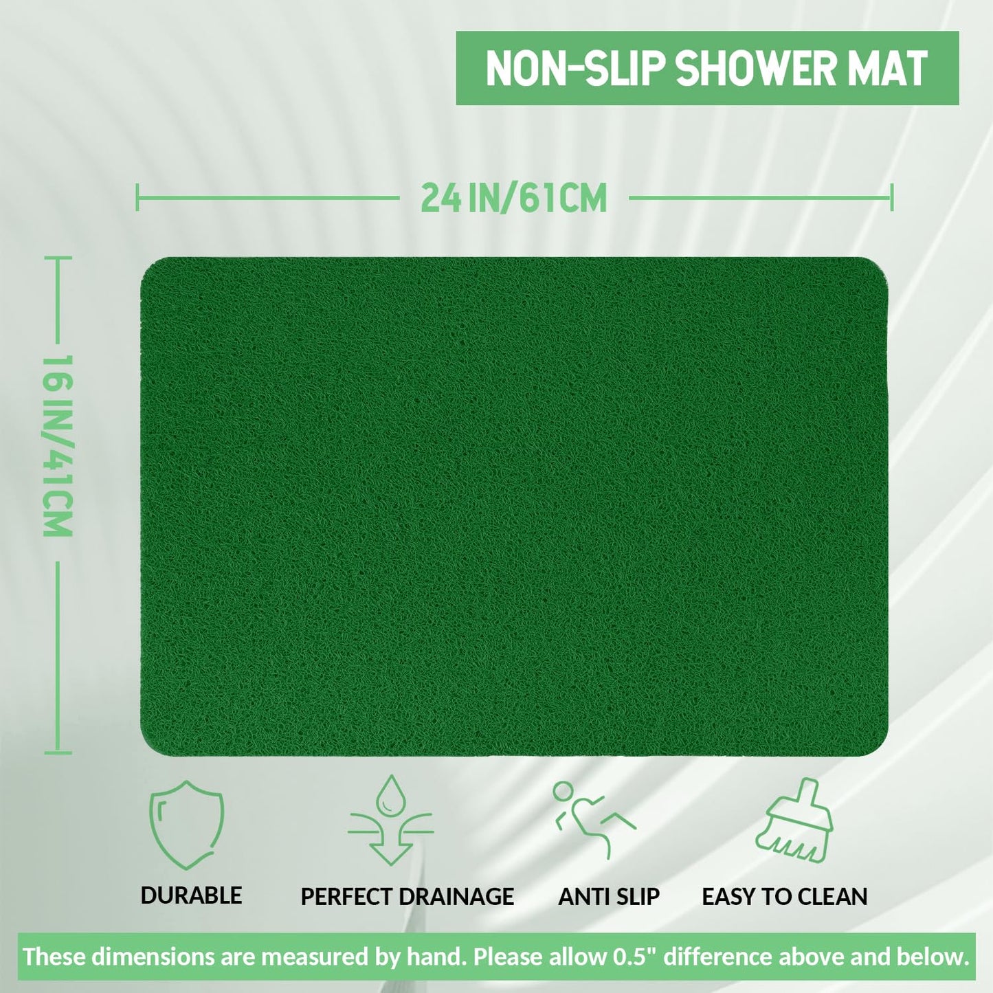Hargiis Non-Slip Bathtub Mat, Anti Slip Shower Mat, Fast Drying Bathtub Mats, Foot Scrubber Mat, Anti Slip Mat for Tub, Floor, Bathroom, Kitchen, Home, Hotel (Dark Green 32"×17")
