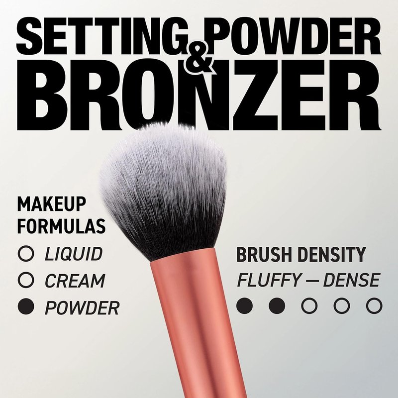 Real Techniques Powder Brush - Cruelty-Free with Ultra Plush Synthetic Bristles | Custom Cut for Perfect Coverage