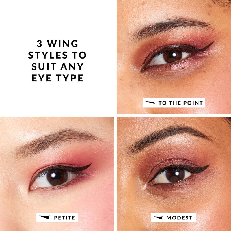 Quick Flick Winged Eyeliner Stamp - Waterproof & Smudge-Proof Vegan Cat Eye Stamp | 3mm Winged & 8mm Felt-Tip Pen (Hot Fudge)