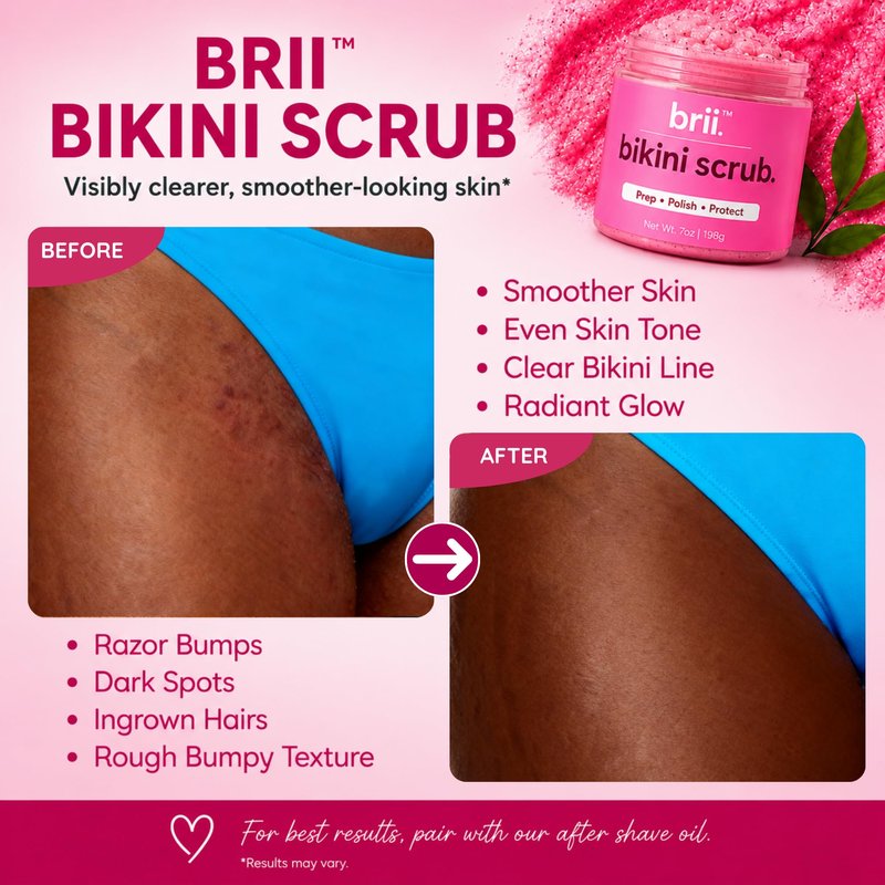 brii Exfoliating Pre Shave + Pre Wax Bikini Area Scrub For Skin Prone To Razor Bumps, Ingrown Hairs & Dark Spots – Gentle Bikini Line & Intimate Area Scrub for Smooth, Even-Tone Skin