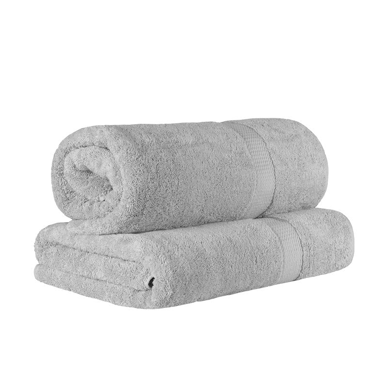 SUPERIOR Egyptian Cotton Pile Heavyweight Bath Sheet, 2 Piece Set, Silver