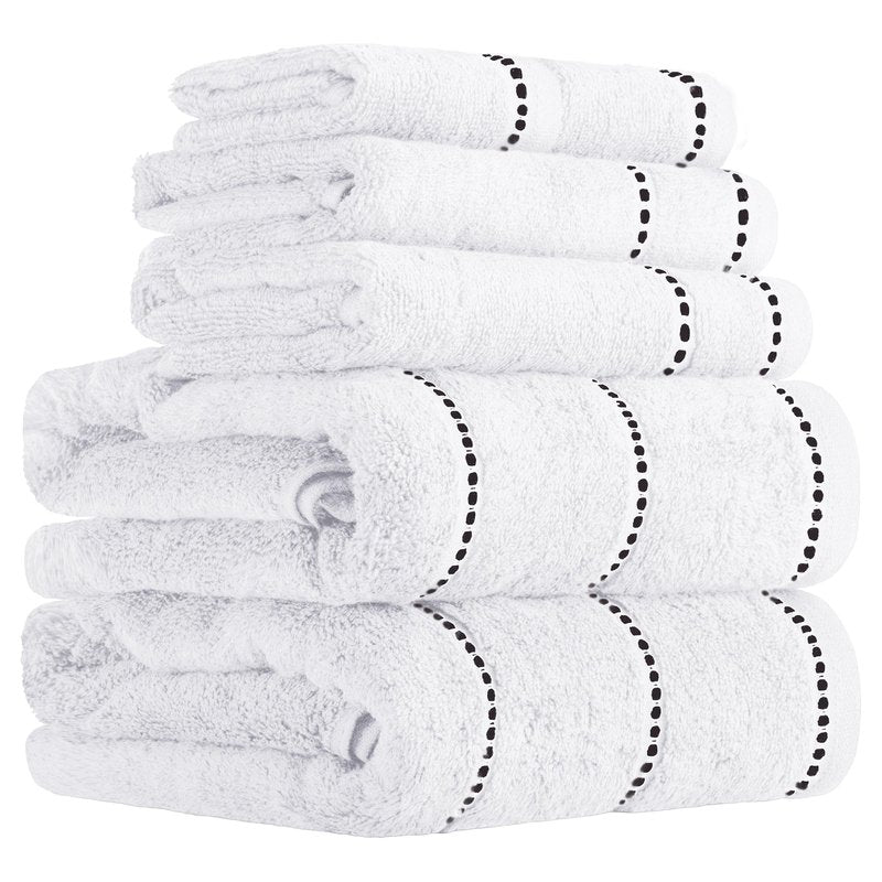 Lavish Home 6 Piece Bathroom Towels Set - 525GSM 100% Cotton Bathroom Essentials - 2 Bath Sheets, 2 Hand Towels, and 2 Wash Cloths for Bath, Shower, Gym, Spa, and Dorm Room (White)