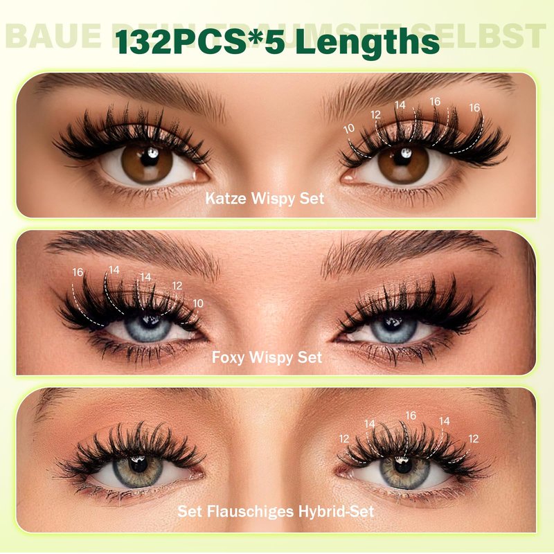 KEYYOU Flora Lash Clusters Kit Flaunt D Curl Natural Lashes 144pcs Lash Extension Kit 8-18mix Lash Clusters Fluffy Lashes with Ultra-Thin Soft Band with Remover Waterproof Bond and Seal(F01 Kit)