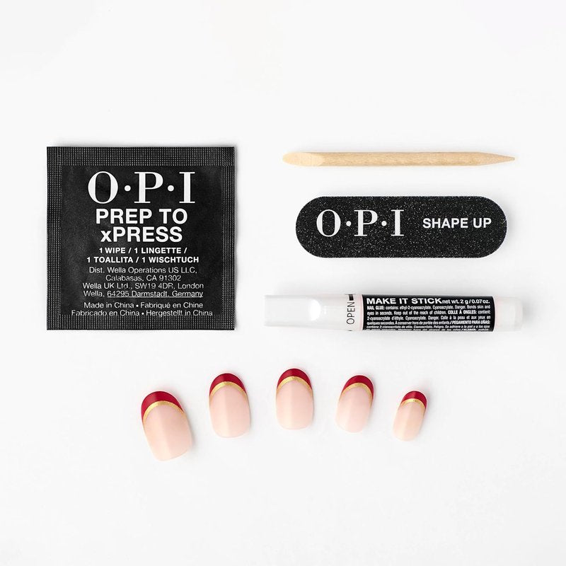 OPI Press On Nails - Short Round & Squoval Nail Art | 30 Count with Glue - Long Lasting & Reusable