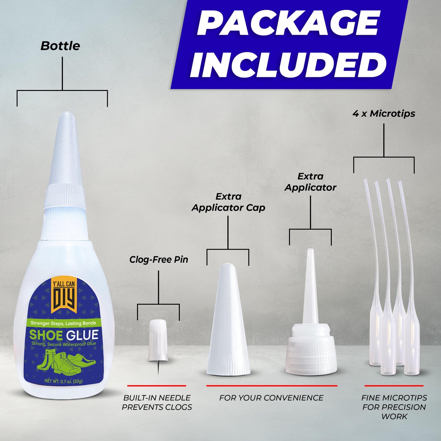 Y’allCanDiy Super Glue for Shoe. Heavy Duty Shoe Adhesive for Shoe Sole Repair and Applicable as Waterproof Boot Shoe Repair Glue. Cyanoacrylate Based CA Glue for Rubber Soles