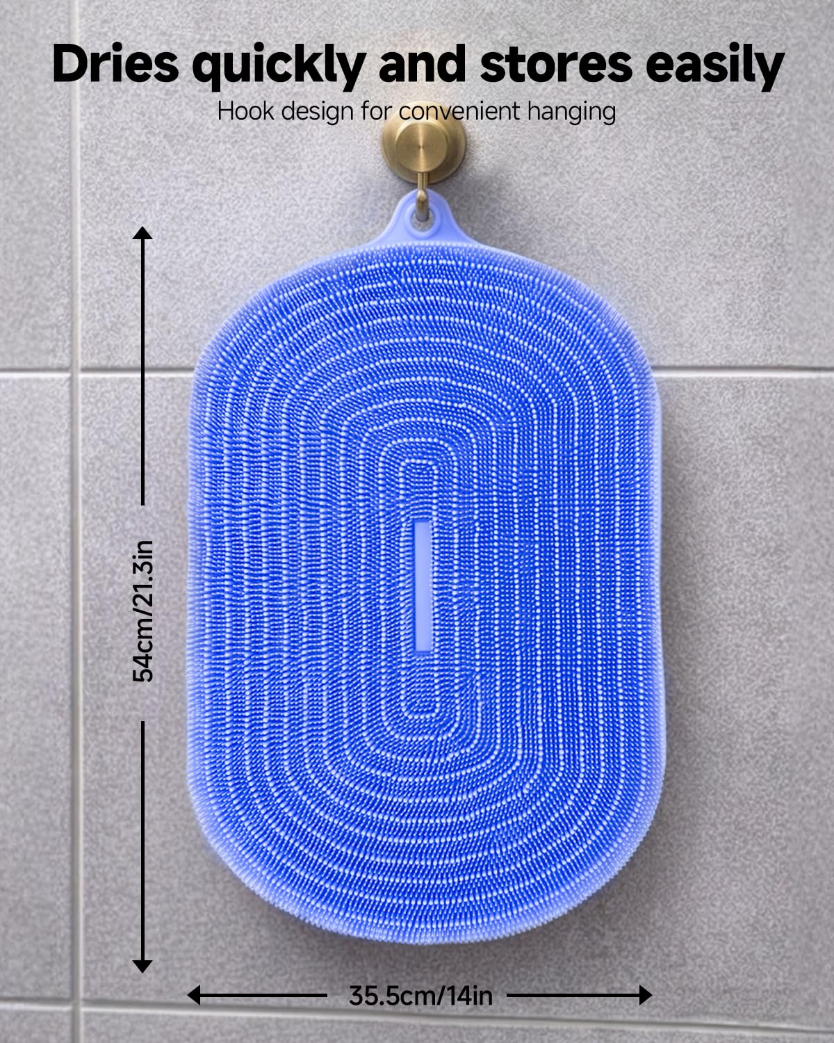 VIWU Extra Large Shower Foot Scrubber Mat, Silicone Foot Cleaner Brush – Exfoliate, Clean & Massage Feet Without Bending, 68 Non-Slip Suction Cups, Improve Foot Circulation & Appearance, 21.3 x 14 in