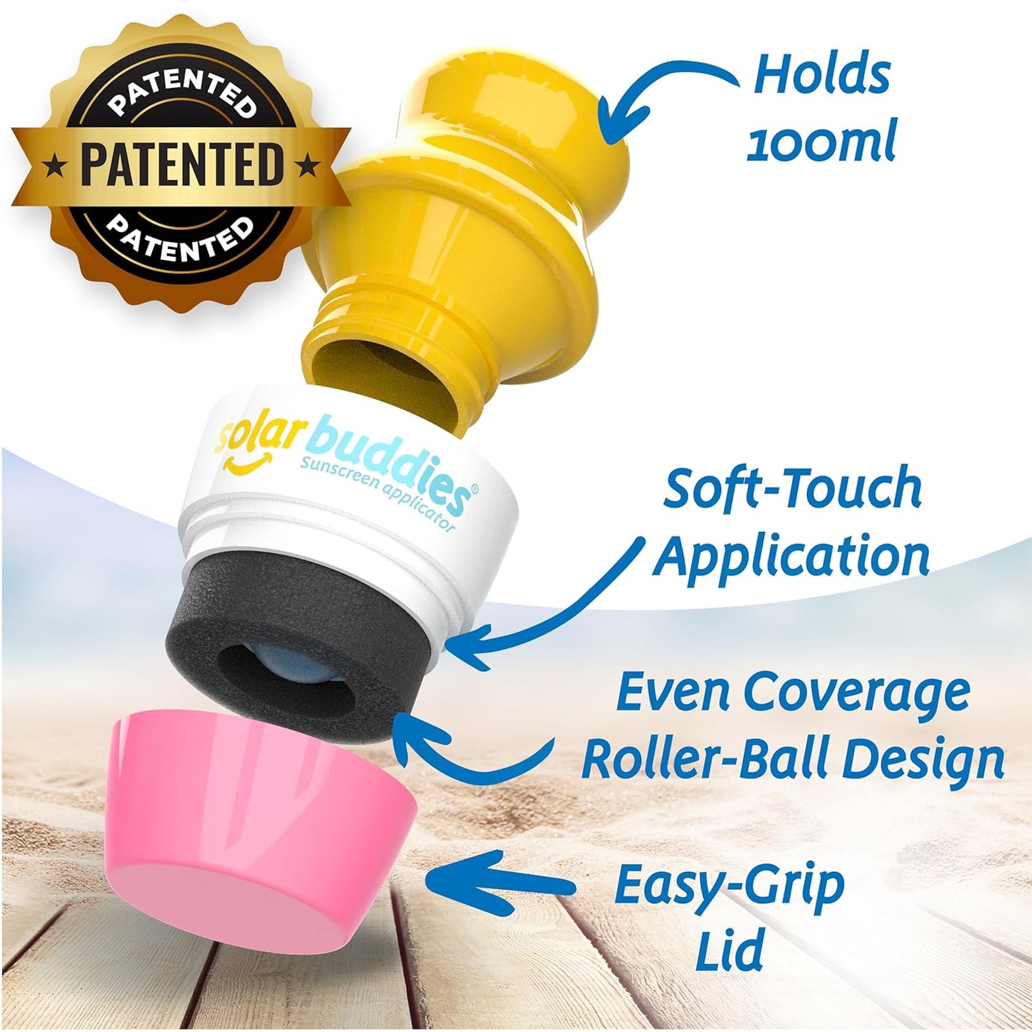 Solar Buddies Sunscreen Applicator - Pink Pack of 2 - BPA-Free Refillable Roll on Sponge Sunscreen, Suncream & Lotion Applicator For Kids, Adults & Families - Holds 3.4fl oz, Perfect Size for Travel