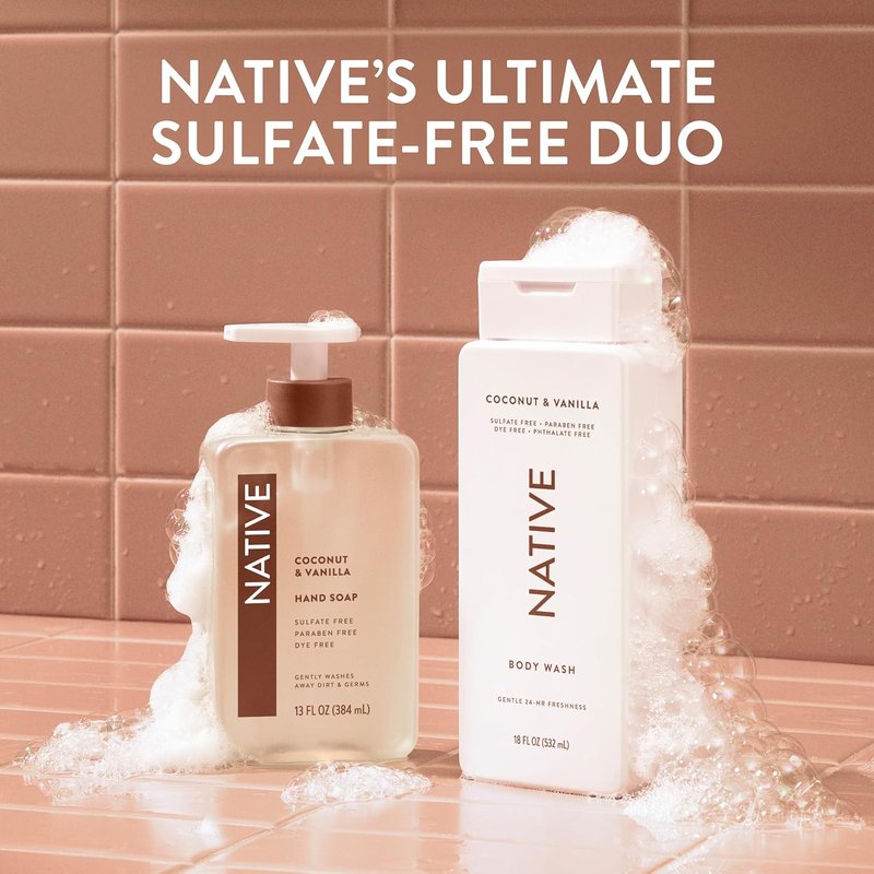 Native Body Wash - Naturally Derived Ingredients for Soft, Hydrated Skin | Coconut & Vanilla, 18 oz