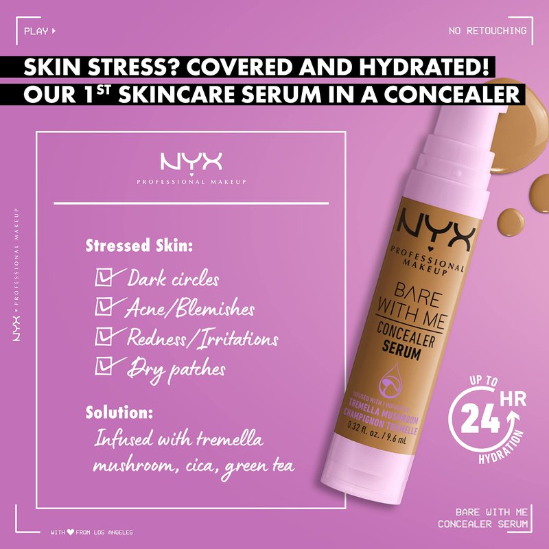 NYX PROFESSIONAL MAKEUP Bare With Me Concealer Serum, Concealer Makeup For Up To 24Hr Hydration - Sand