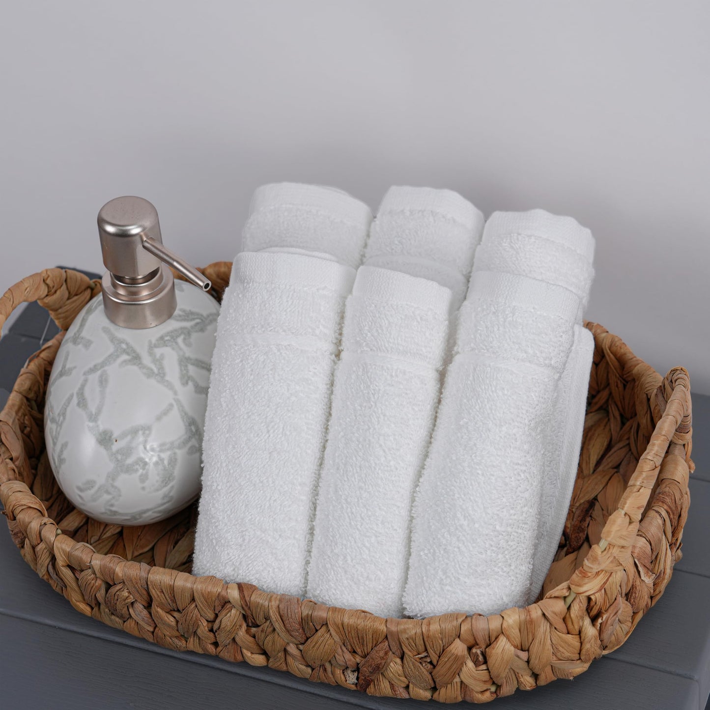 Tens Towels Pack of 60 Washcloths, 12 x 12 Inches, Lighter Weight, Quick to Dry, Super Soft & Absorbent, Gentle Face Towels, Hotel Quality, Perfect for Bathroom, Gym, Spa (White, 60 Pack)
