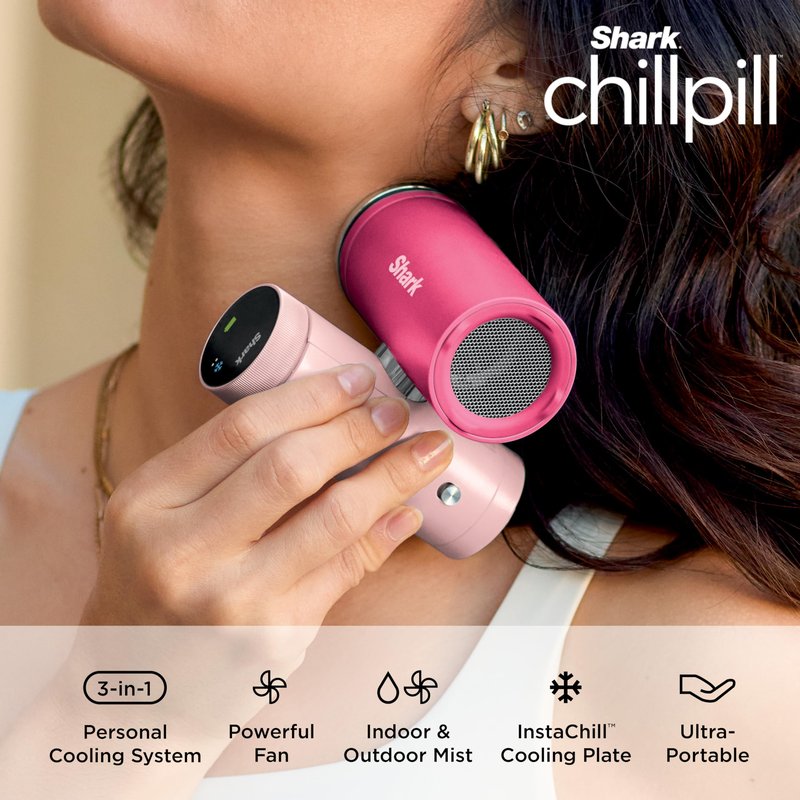 Shark ChillPill – The Only 3-in-1 Personal Cooling System with Fan, InstaChill Cooling Plate & Dry-Touch Mist – Portable, Handheld, Drops Skin Temp Up to 16°F, 10 Speeds, Matcha, FA022GN