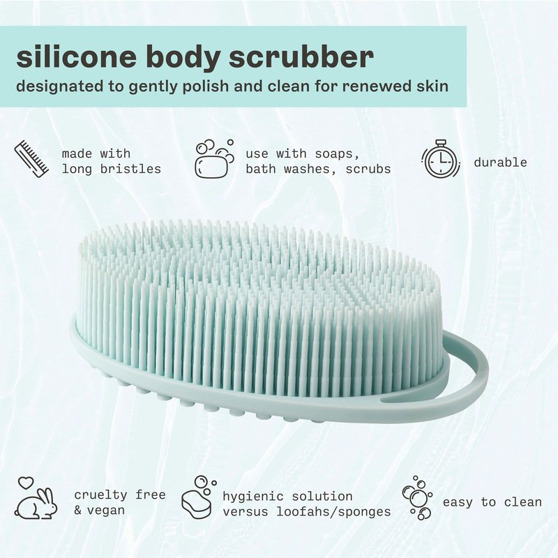 Freeman Premium Silicone Body Scrubber, Exfoliating & Massaging, Double Sided Silicone Scrubber, Durable & More Hygienic Than Loofah, for Men & Women, Cruelty-Free Shower & Bath Accessory, 1 Count