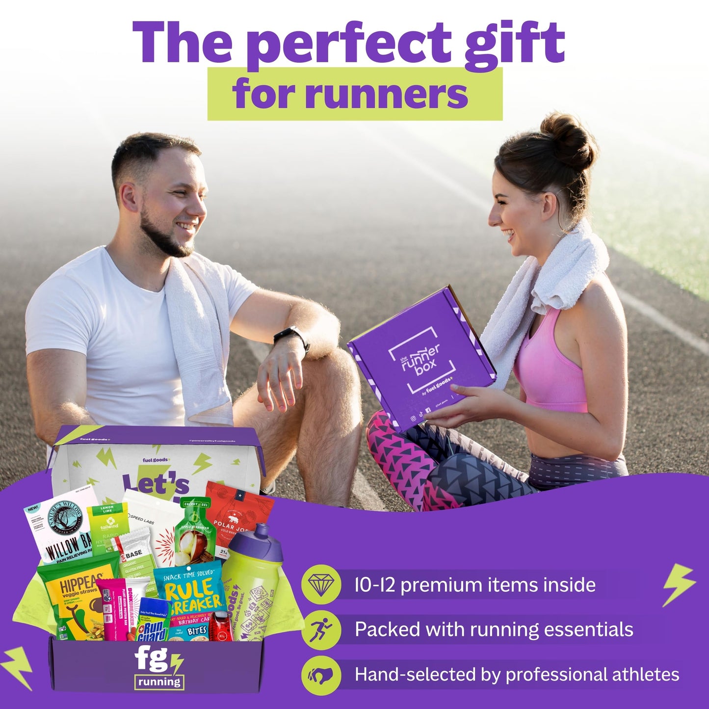The RunnerBox® by Fuel Goods - Best Running Gift Box for Women and Men, 10-12 Runner Essentials for Training, Recovery, and Race Day; Marathon Gifts